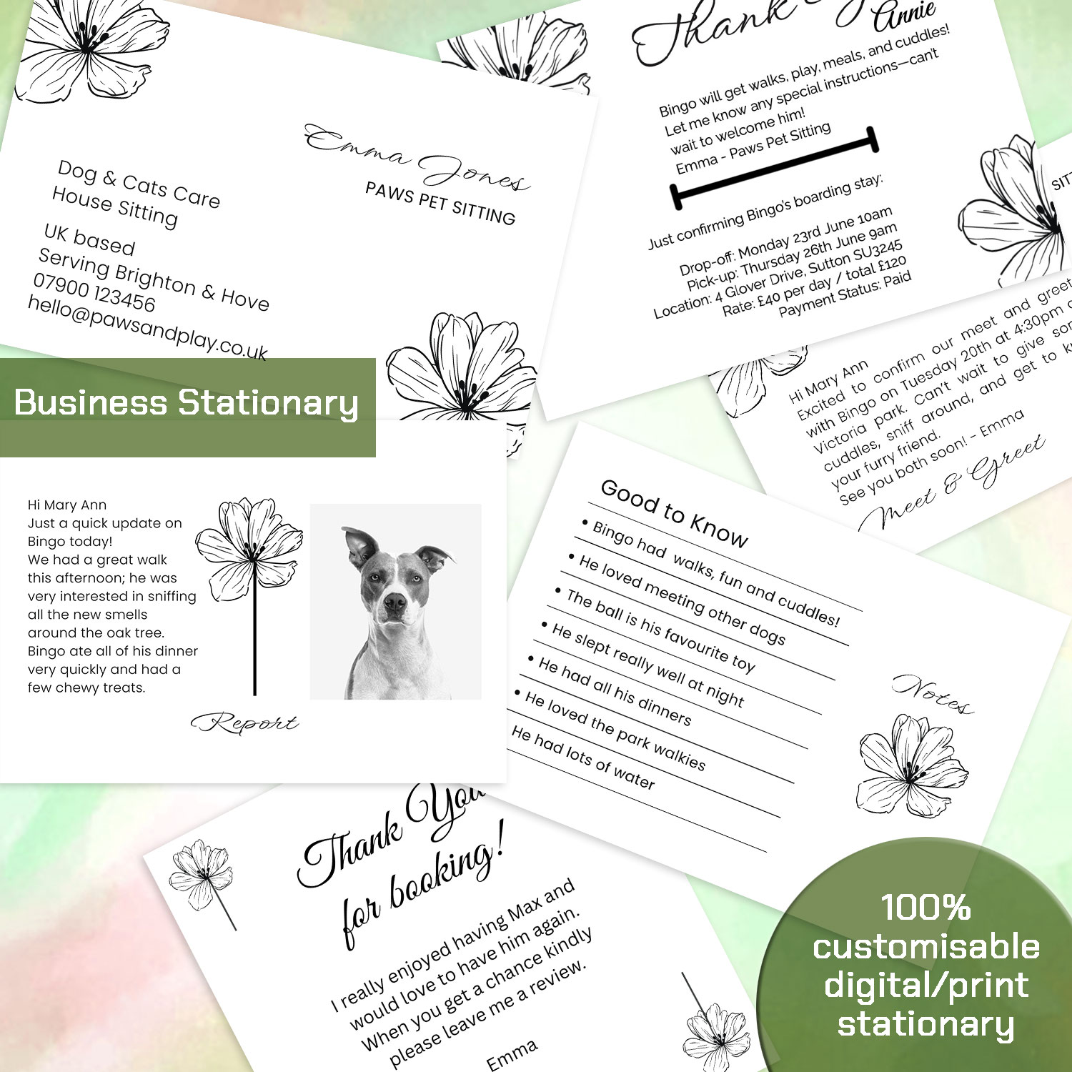 Pet Sitter Cards